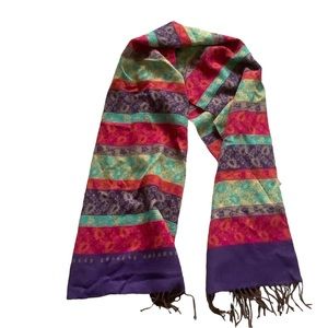 Vintage Express women’s shawl multicolored paisley print 20x65 Made in Italy